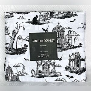 Cynthia Rowley Haunted Cemetery Halloween Cotton Sheet Set - Queen
